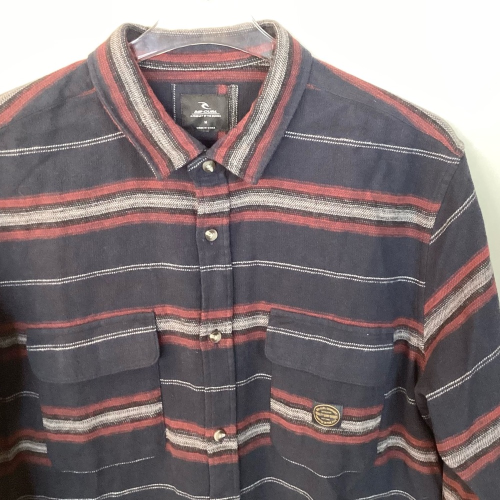 Nwt Rip Curl Steamzee Striped Button Up Flannel S… - image 3